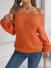 Load image into Gallery viewer, Openwork Off-Shoulder Long Sleeve Sweater