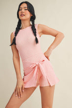 Load image into Gallery viewer, Gingham Print Sleeveless Wrap Tie Front Dress