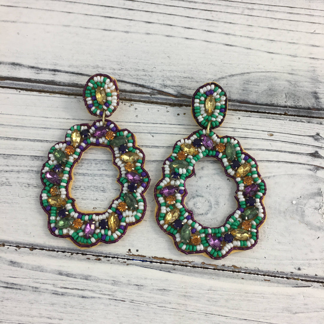 Fancy beaded king cake earrings 