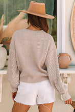 Load image into Gallery viewer, Round Neck Lantern Sleeve Sweater