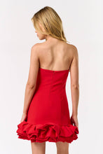 Load image into Gallery viewer, Puffy Ruffled Tube Mini Dress with Lining Short Ins: Pink / L