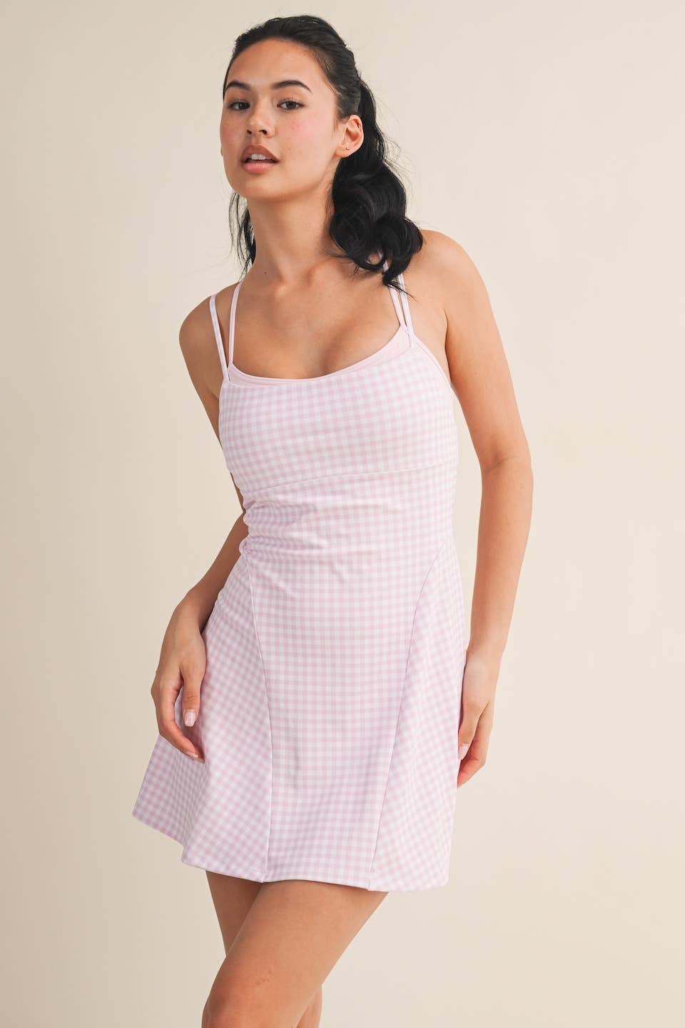 Gingham Print Double Layered Dress