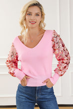 Load image into Gallery viewer, Sequin Long Sleeve V-Neck Sweater