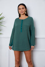 Load image into Gallery viewer, Half Button Up Round Neck Blouse