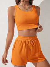 Load image into Gallery viewer, Scoop Neck Wide Strap Top and Drawstring Shorts Set