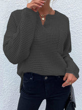 Load image into Gallery viewer, Notched Long Sleeve Sweater