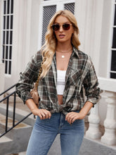 Load image into Gallery viewer, Mandy Pocketed Plaid Collared Neck Long Sleeve Shirt