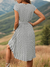 Load image into Gallery viewer, Printed Cap Sleeve Tie Waist Dress