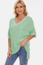 Load image into Gallery viewer, Pocketed V-Neck Half Sleeve Knit Top