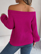 Load image into Gallery viewer, Openwork Off-Shoulder Long Sleeve Sweater