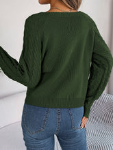 Load image into Gallery viewer, Cable-Knit Round Neck Long Sleeve Sweater