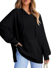 Load image into Gallery viewer, Drawstring Slit Long Sleeve Hoodie