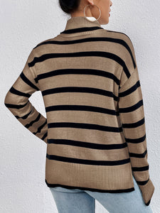 Striped Turtleneck Long Sleeve Sweater