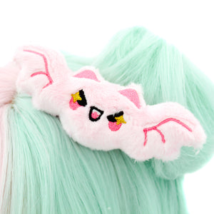 Kawaii Bat Plush Hair Clip: Mint