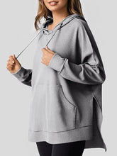 Load image into Gallery viewer, Drawstring Slit Long Sleeve Hoodie