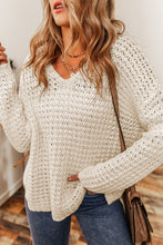 Load image into Gallery viewer, Openwork Round Neck Long Sleeve Sweater