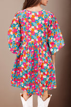 Load image into Gallery viewer, Floral Tie Neck Puff Sleeve Mini Dress