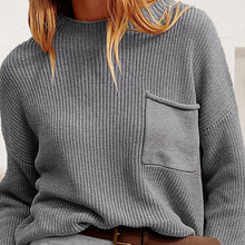 Load image into Gallery viewer, Ribbed Dropped Shoulder Sweater with Pocket