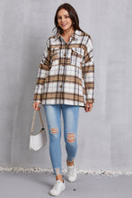 Load image into Gallery viewer, Plaid Button Up Dropped Shoulder Outerwear