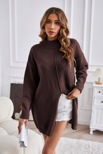 Load image into Gallery viewer, Exposed Seam Mock Neck Slit Sweater