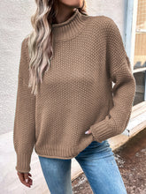 Load image into Gallery viewer, Roll Hem Drop Shoulder Sweater