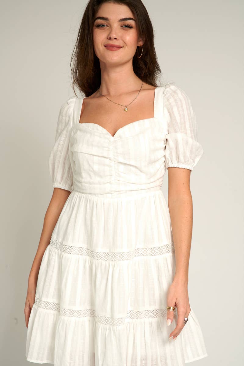 Puff Sleeve Sweetheart Neckline Mini Dress/ Rush