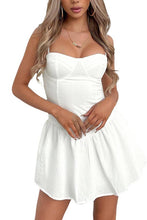 Load image into Gallery viewer, SOLID COLOR SUSPENDER RUFFLE SHORT DRESS: WHITE