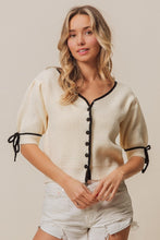 Load image into Gallery viewer, BiBi Contrast Binding Buttoned Cardigan