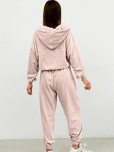 Load image into Gallery viewer, Half Zip Drawstring Hoodie and Pants Set