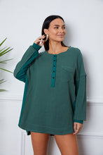 Load image into Gallery viewer, Half Button Up Round Neck Blouse