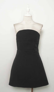 CD05295-Strapless Tailored Fit and Flare Bow Detail Dress: White / S