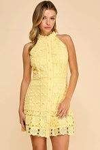 Load image into Gallery viewer, Floral high neck mini dress with ruffled bottom