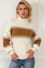 Load image into Gallery viewer, Contrast Turtleneck Long Sleeve Sweater