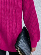 Load image into Gallery viewer, Full Size Turtleneck Rib-Knit Slit Sweater