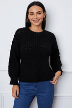 Load image into Gallery viewer, Openwork Round Neck Long Sleeve Sweater