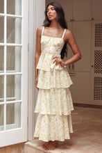 Load image into Gallery viewer, TIE UP TIERED SKIRT MAXI DRESS: BLUE / XS