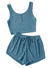 Load image into Gallery viewer, Scoop Neck Top and Shorts Lounge Set