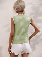 Load image into Gallery viewer, Floral Contrast Ribbed Trim Sweater Vest