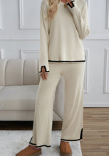 Load image into Gallery viewer, Contrast Trim Round Neck Top and Pants Sweater Set