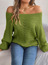 Load image into Gallery viewer, Openwork Off-Shoulder Long Sleeve Sweater