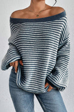 Load image into Gallery viewer, Striped Boat Neck Long Sleeve Sweater