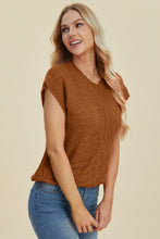 Load image into Gallery viewer, Double Take Full Size Cable-Knit Round Neck Cap Sleeve Sweater