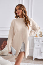 Load image into Gallery viewer, Exposed Seam Mock Neck Slit Sweater