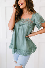 Load image into Gallery viewer, Lace Detail Square Neck Short Sleeve Blouse