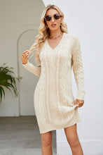 Load image into Gallery viewer, Cable-Knit Long Sleeve Sweater Dress