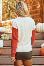 Load image into Gallery viewer, Color Block Round Neck Long Sleeve Sweater