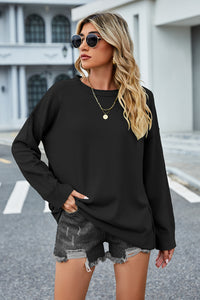 Round Neck Dropped Shoulder Sweater