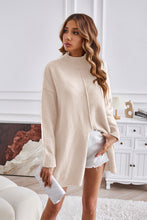 Load image into Gallery viewer, Exposed Seam Mock Neck Slit Sweater