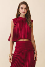 Load image into Gallery viewer, Mock Neck Pleated Overlay Sleeveless Crop Top and Skirt