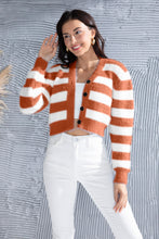 Load image into Gallery viewer, Striped Button Up Cropped Cardigan